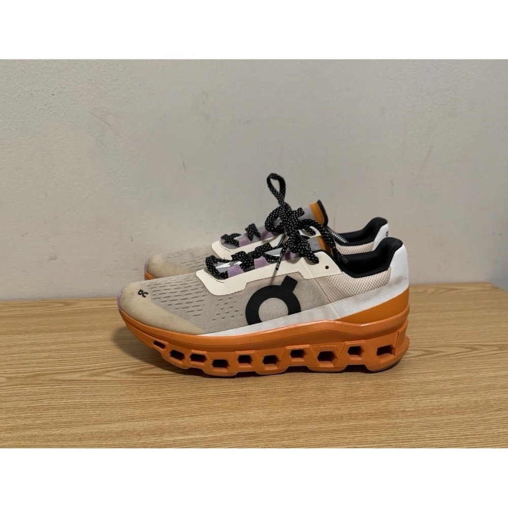 ON WOMEN'S CLOUDMONSTER Fawn Turmeric Orange White Running Shoes Sz 8